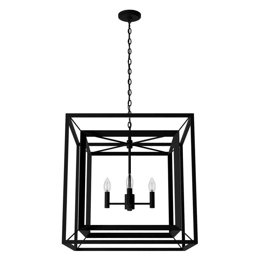 Hunter Doherty Natural Black Iron 4 Light Medium Chandelier Ceiling Light Fixture