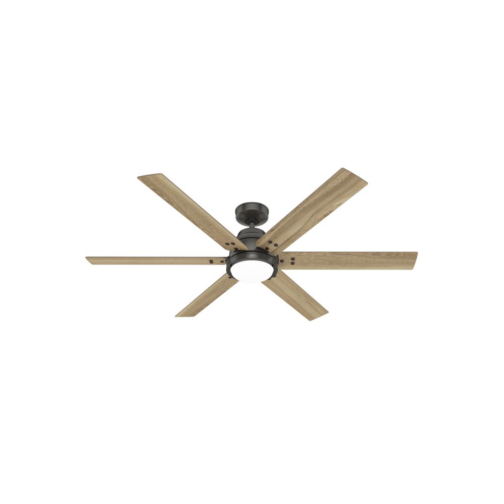 Hunter 60 inch Wi-Fi Gravity Noble Bronze Ceiling Fan with LED Light Kit and Handheld Remote