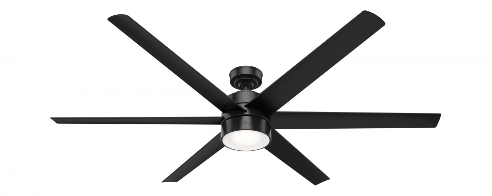 Hunter 72 inch Solaria ENERGY STAR® Matte Black Damp Rated Ceiling Fan with LED Light Kit