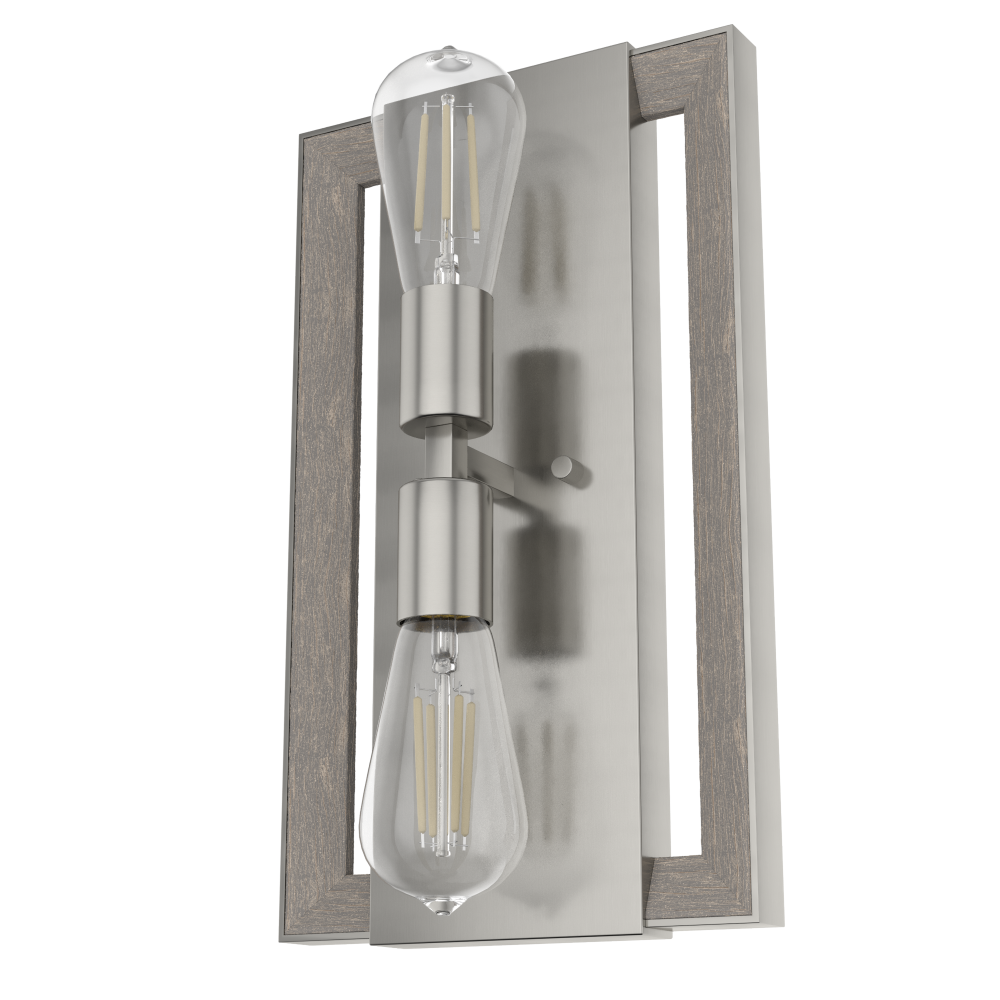 Hunter Woodburn Brushed Nickel 2 Light Sconce Wall Light Fixture