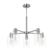 Hunter 49080 - Hunter Lochemeade Brushed Nickel with Clear Glass 5 Light Chandelier Ceiling Light Fixture