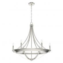 Hunter 19415 - Hunter Perch Point Brushed Nickel 6 Light Large Chandelier Ceiling Light Fixture