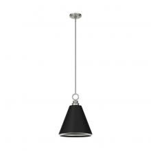 Hunter 19445 - Hunter Klein Brushed Nickel and Flat Matte Black 1 Light Pendant Ceiling Light Fixture