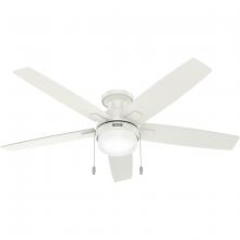 Hunter 52835 - Hunter 52 inch Anisten Fresh White Low Profile Ceiling Fan with LED Light Kit and Pull Chain