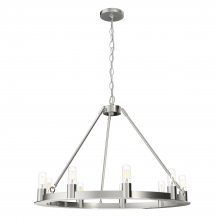 Hunter 19031 - Hunter Saddlewood Brushed Nickel 9 Light Chandelier Ceiling Light Fixture