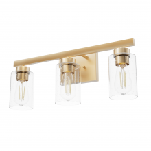 Hunter 13078 - Hunter Hartland Alturas Gold with Seeded Glass 3 Light Bathroom Vanity Wall Light Fixture