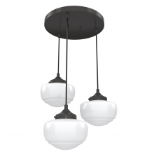 Hunter 19502 - Hunter Saddle Creek Noble Bronze with Cased White Glass 3 Light Pendant Cluster Ceiling Light Fixtur