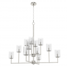 Hunter 19531 - Hunter Kerrison Brushed Nickel with Seeded Glass 12 Light Chandelier Ceiling Light Fixture