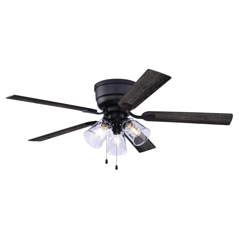 Cromwell 52-in. Ceiling Fan with Pull Chain and Remote Matte Black