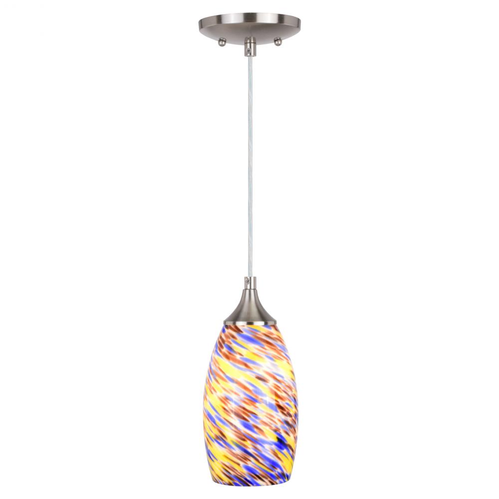 Milano 4.75-in. Mini Pendant Terra Tide Glass Satin Nickel