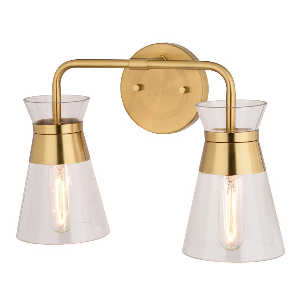 Harper 15-in. W 2 Light Vanity Natural Brass