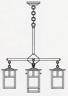 6" mission 4 light, center light, T-bar overlay