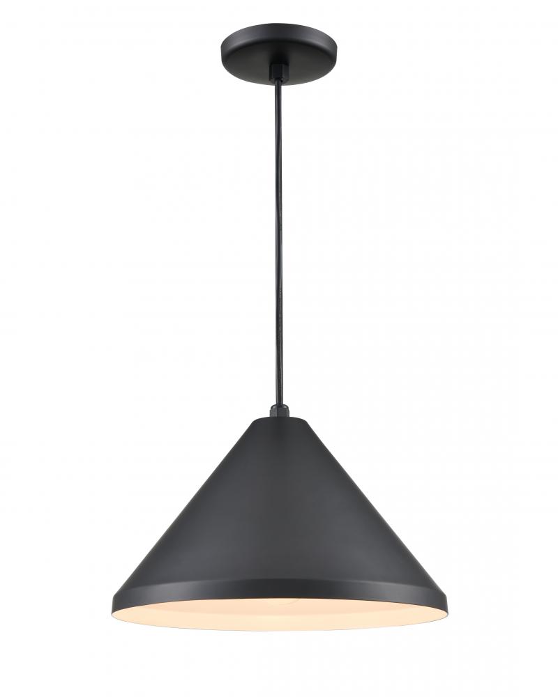 R Series 1-Light Cord Hung Wide Cone Satin Black