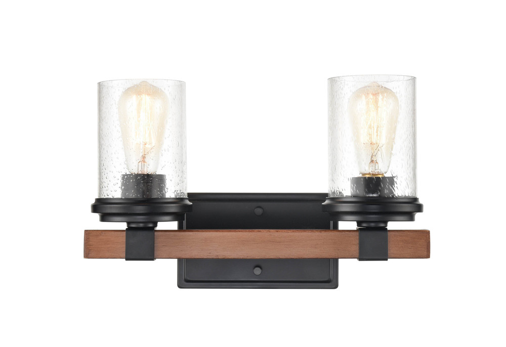 Taos 2-Light Vanity Matte Black/Wood Grain