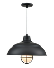 Millennium RWHCGC17-SB - R-Series 17" Wide 1-Light Indoor/Outdoor Warehouse Cord Hung Shade - Satin Black