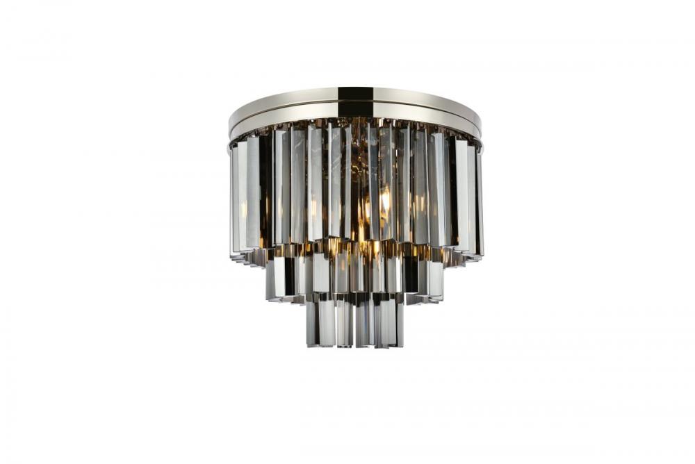 Sydney 9 Light Polished Nickel Flush Mount Silver Shade (Grey) Royal Cut Crystal