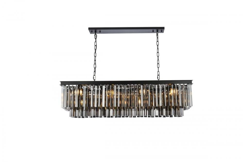 Sydney 12 Light Matte Black Chandelier Silver Shade (Grey) Royal Cut Crystal