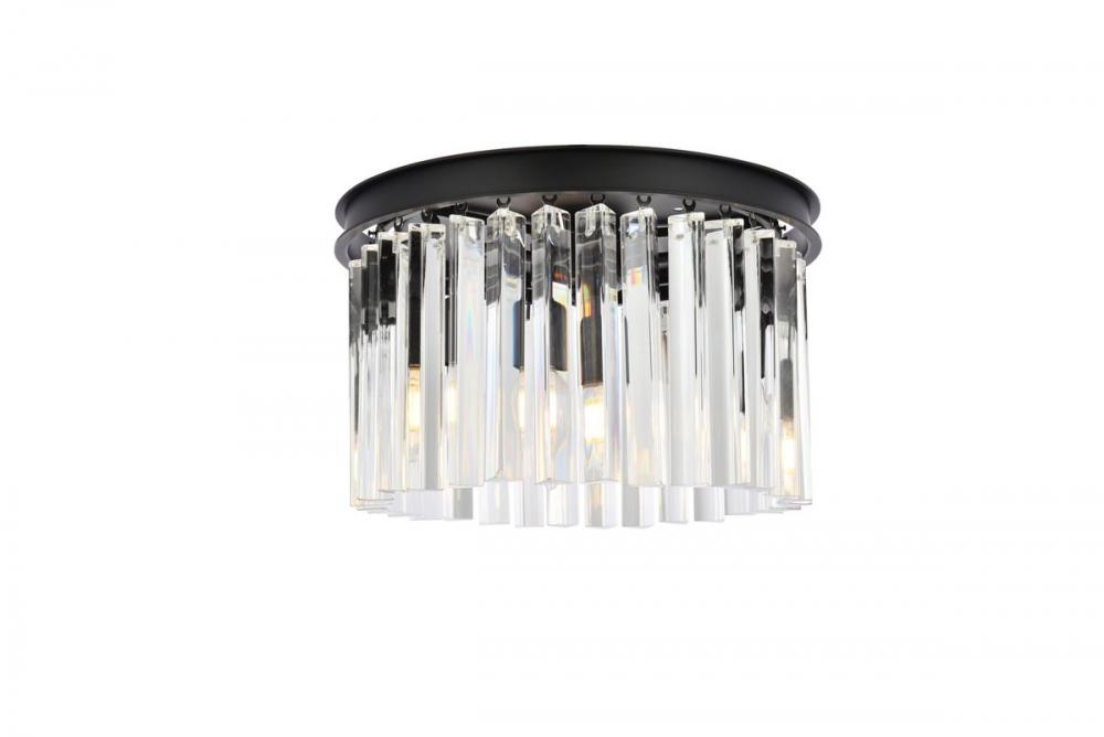 Sydney 3 Light Matte Black Flush Mount Clear Royal Cut Crystal