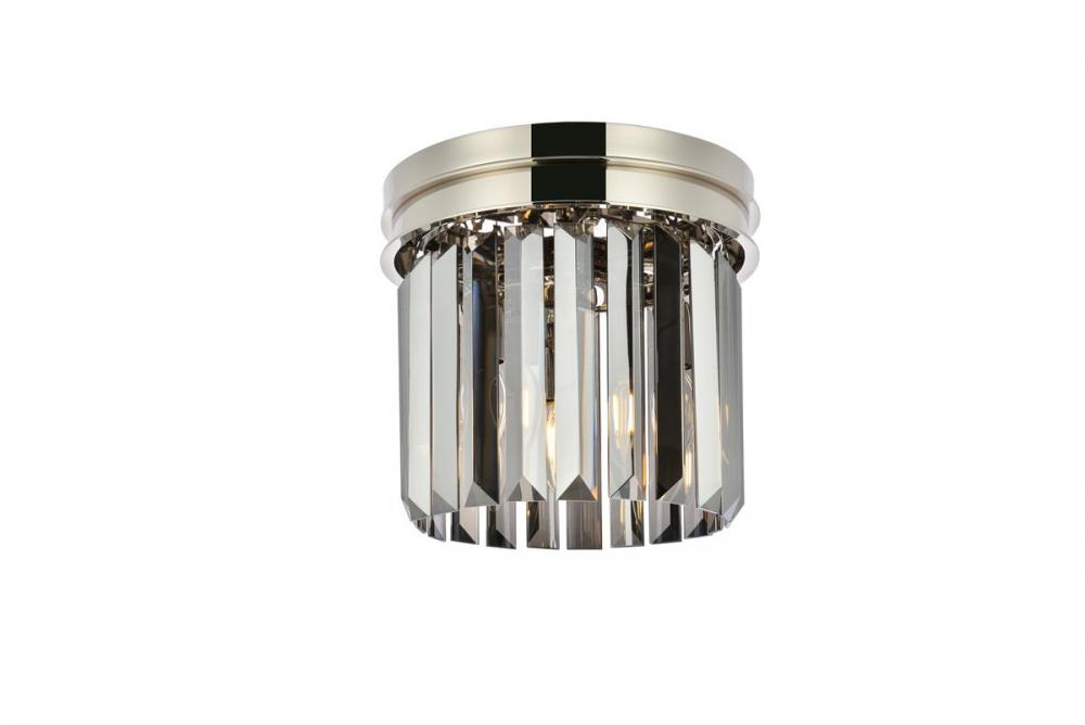 Sydney 3 Light Polished Nickel Flush Mount Silver Shade (Grey) Royal Cut Crystal