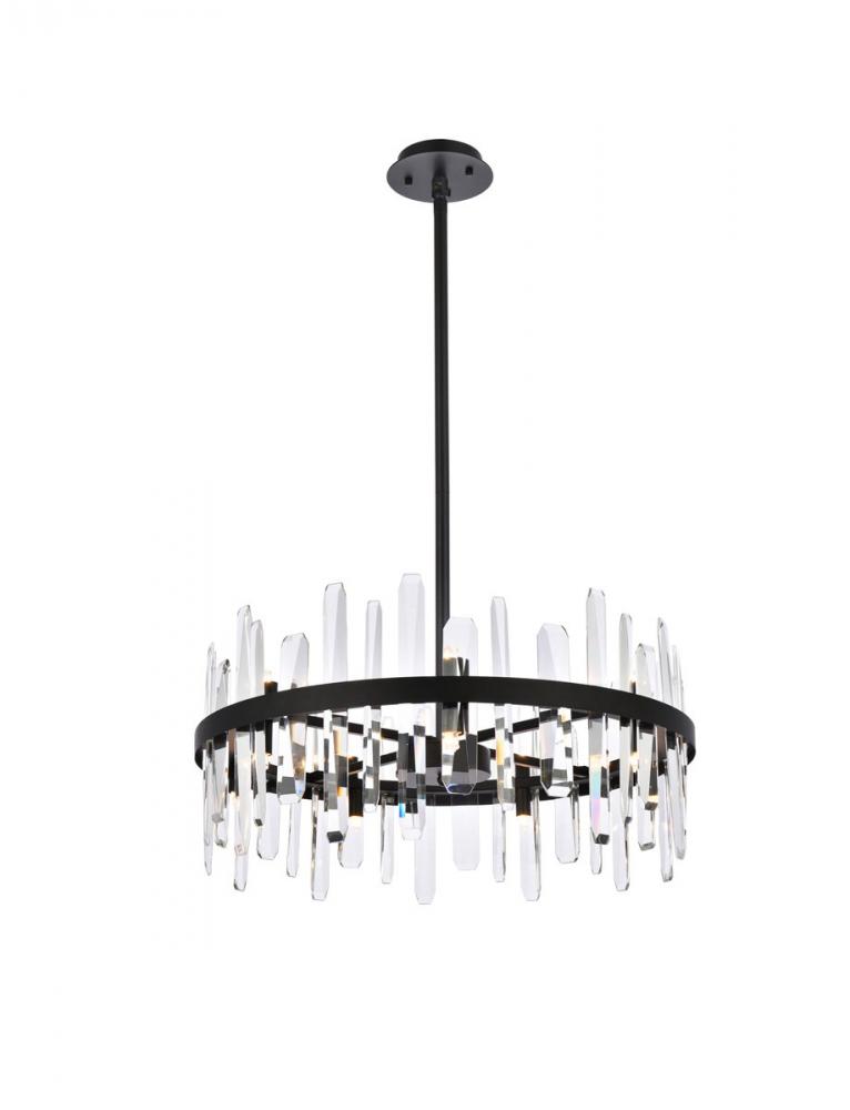 Serena 25 Inch Crystal Round Pendant in Black