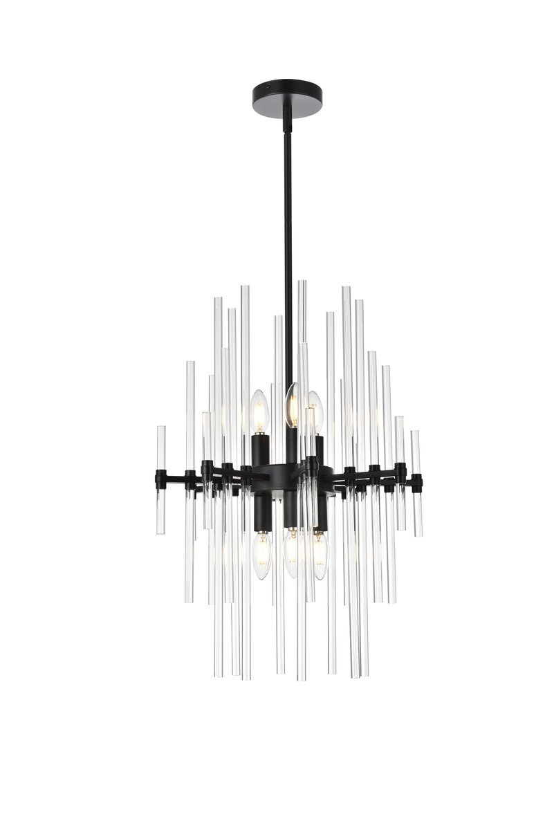 Sienna 17 Inch Crystal Rod Pendant in Black