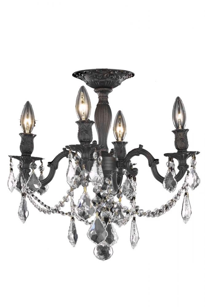 Rosalia 4 Light Dark Bronze Flush Mount Clear Royal Cut Crystal