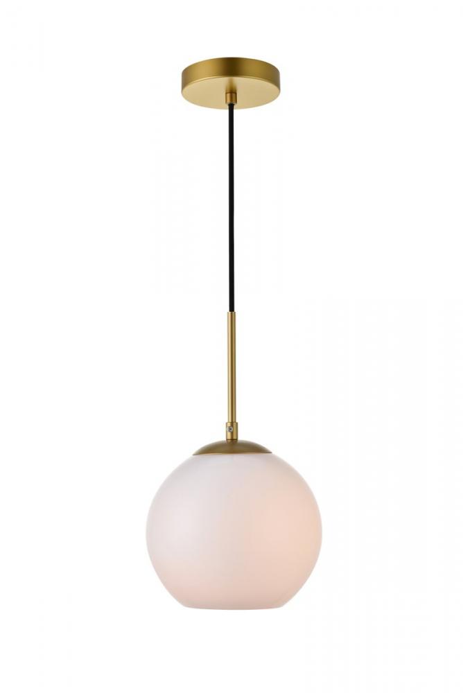 Baxter 1 Light Brass Pendant With Frosted White Glass