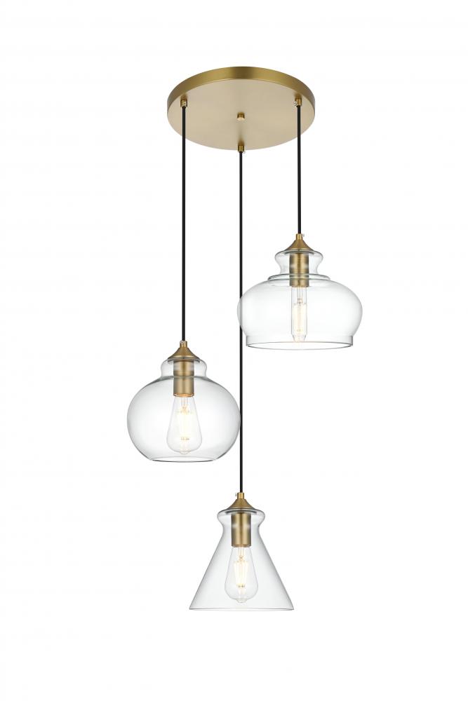 Destry 18.5 Inch Pendant Clear Shade in Satin Gold