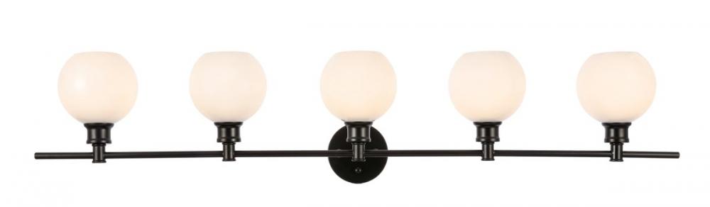 Collier 5 light Black and Frosted white glass Wall sconce