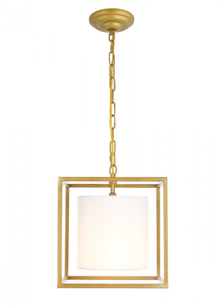 Mirin 1 Light Brass and White Shade Pendant