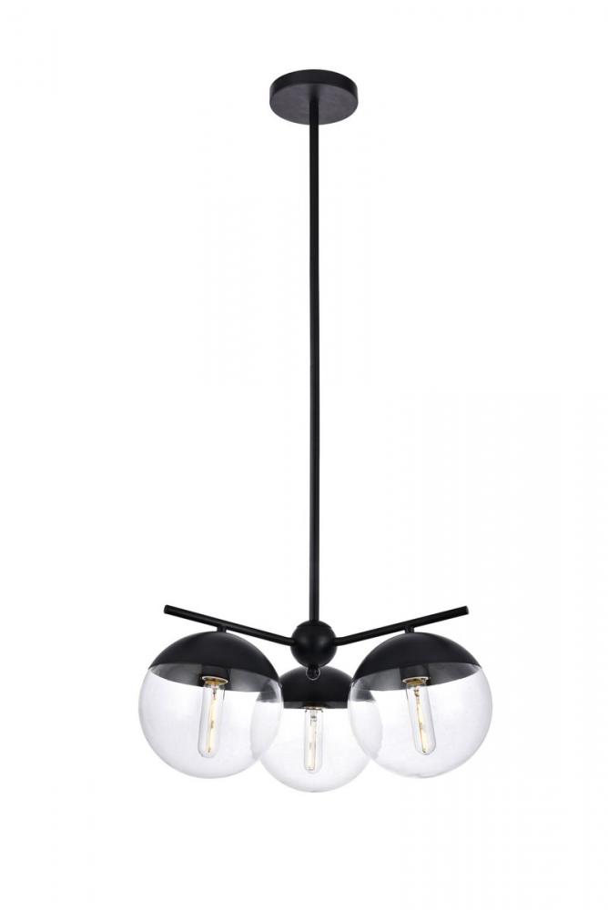 Eclipse 3 Lights Black Pendant With Clear Glass