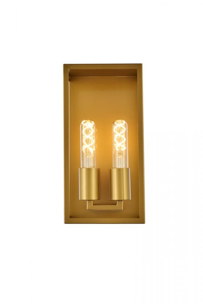 Voir 2 Lights Wall Sconce in Brass