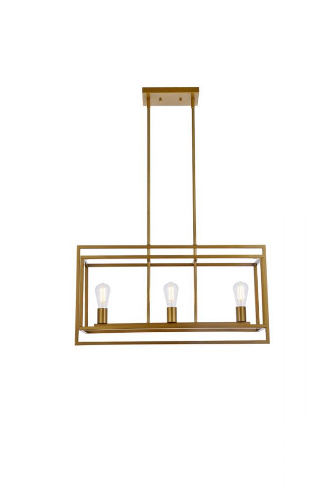 Voir 3 Lights Pendant in Brass