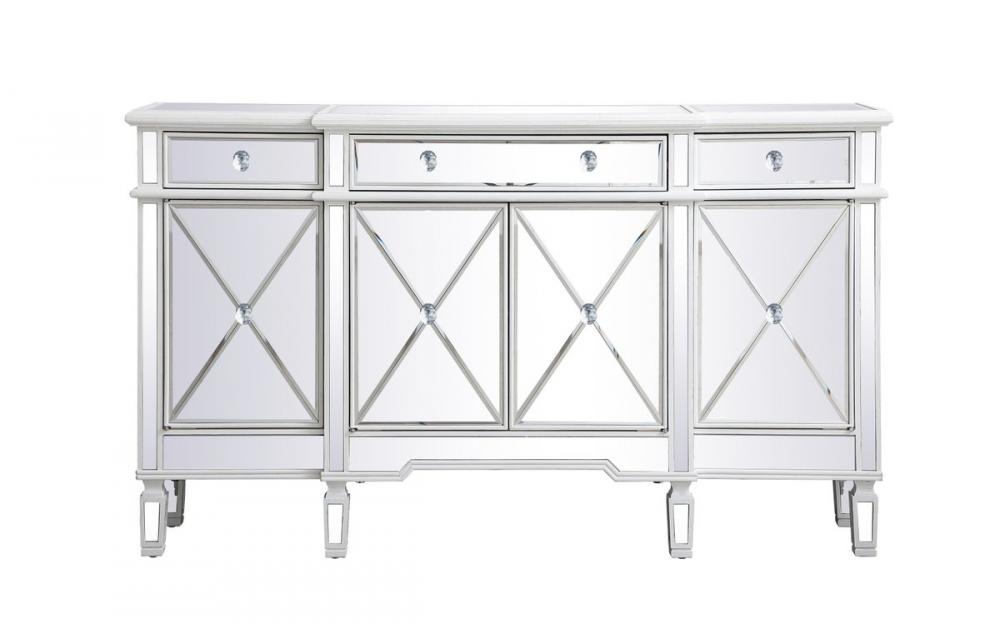 60 Inch Mirrored Credenza in Antique White