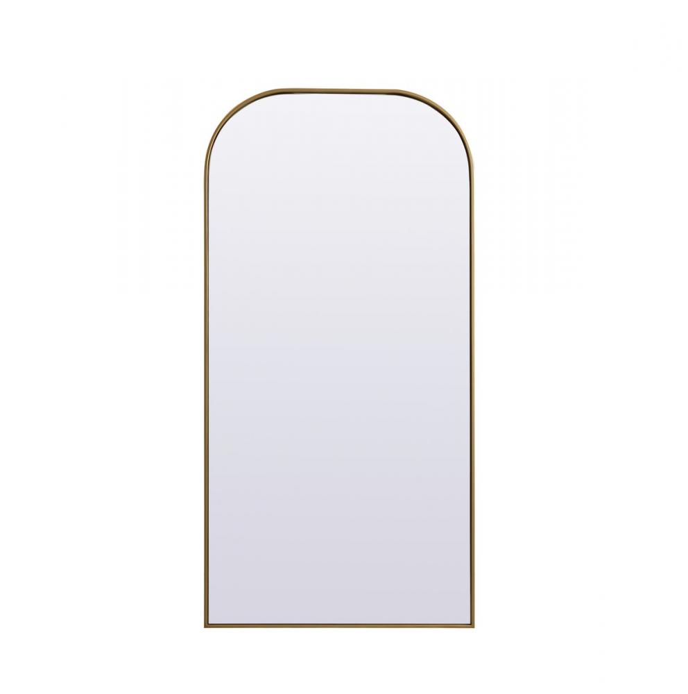 Metal Frame Arch Full Length Mirror 32x66 Inch in Brass