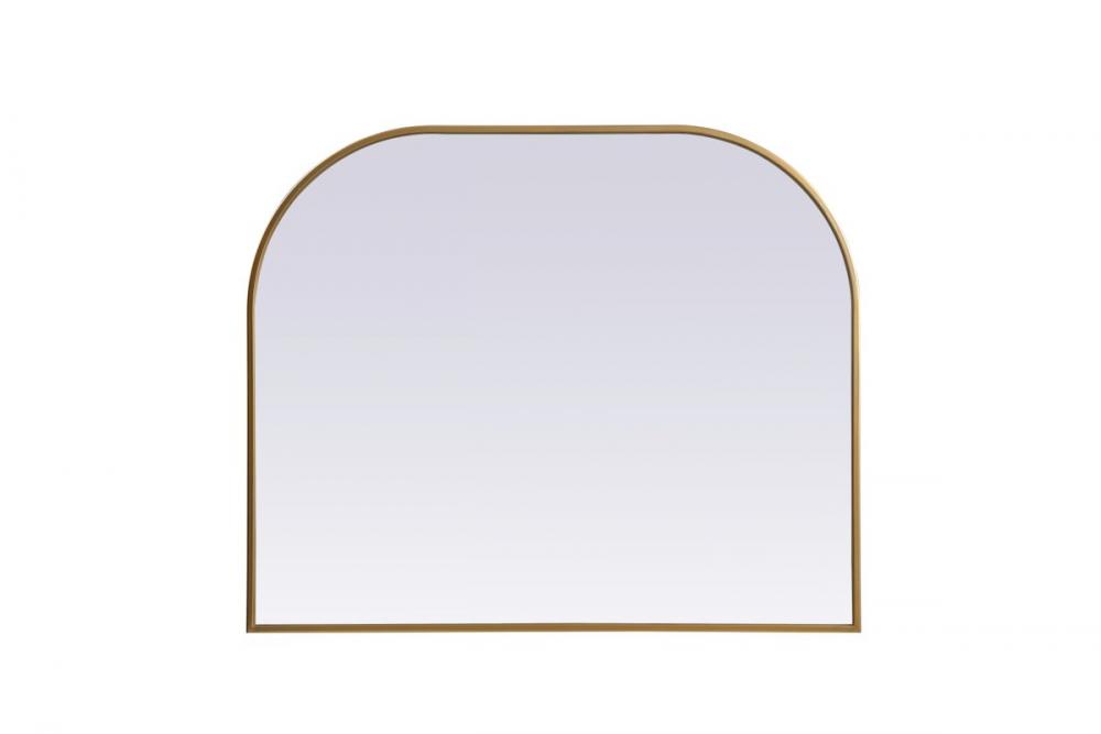 Metal Frame Arch Mirror 36x30 Inch in Brass