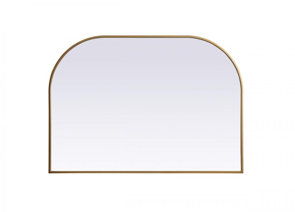 Metal Frame Arch Mirror 42x30 Inch in Brass