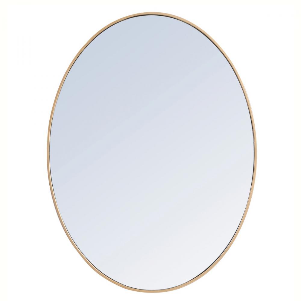 Metal Frame Oval Mirror 40 Inch in Brass