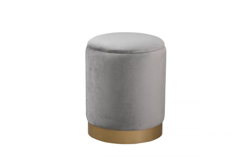 Ozman Round 14 Inch Ottoman in Gray