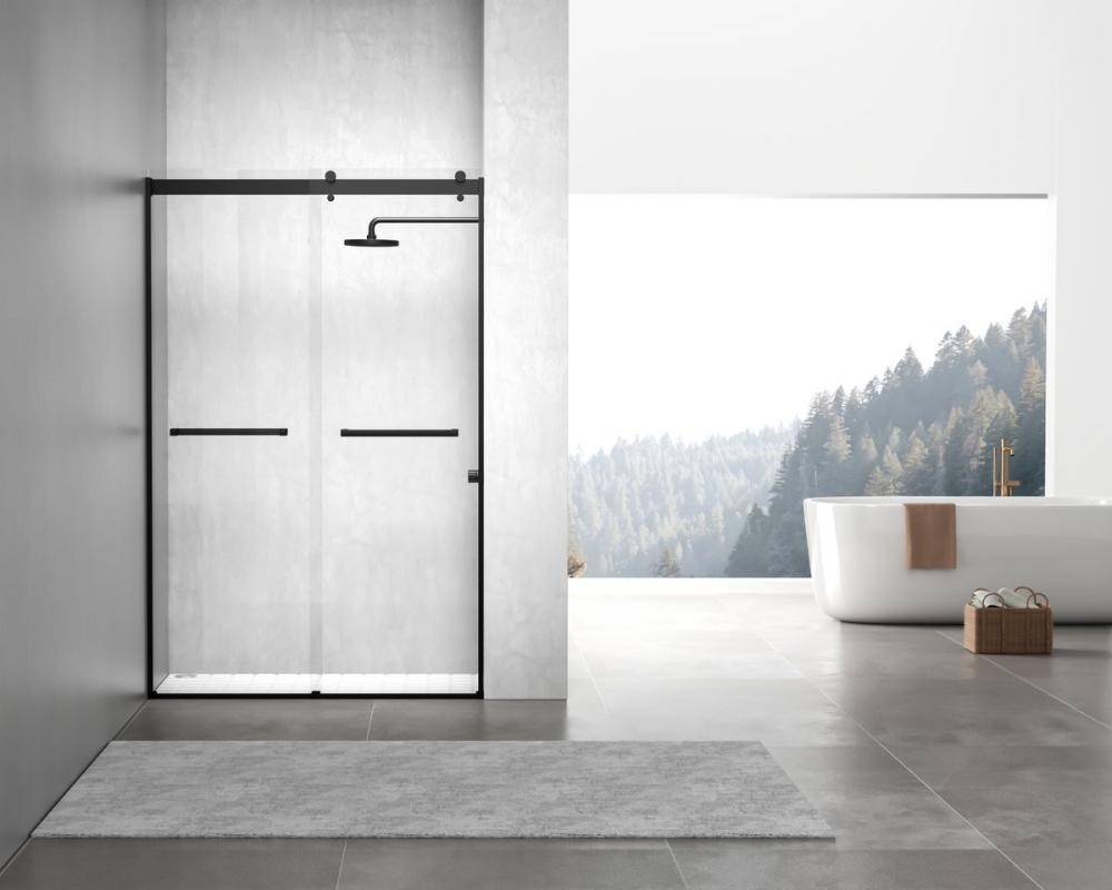 Frameless Shower Door 48x76 Matte Black