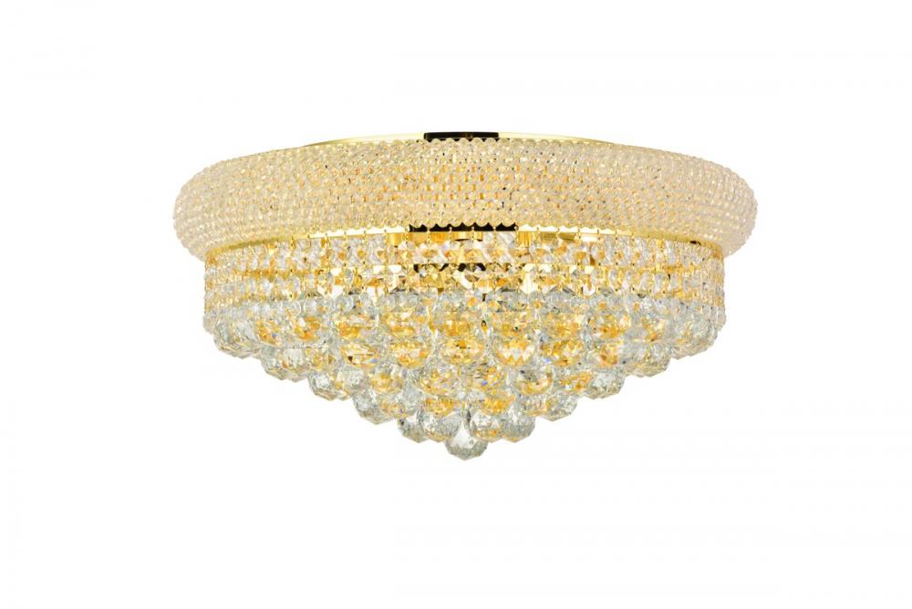 Primo 10 Light Gold Flush Mount Clear Royal Cut Crystal