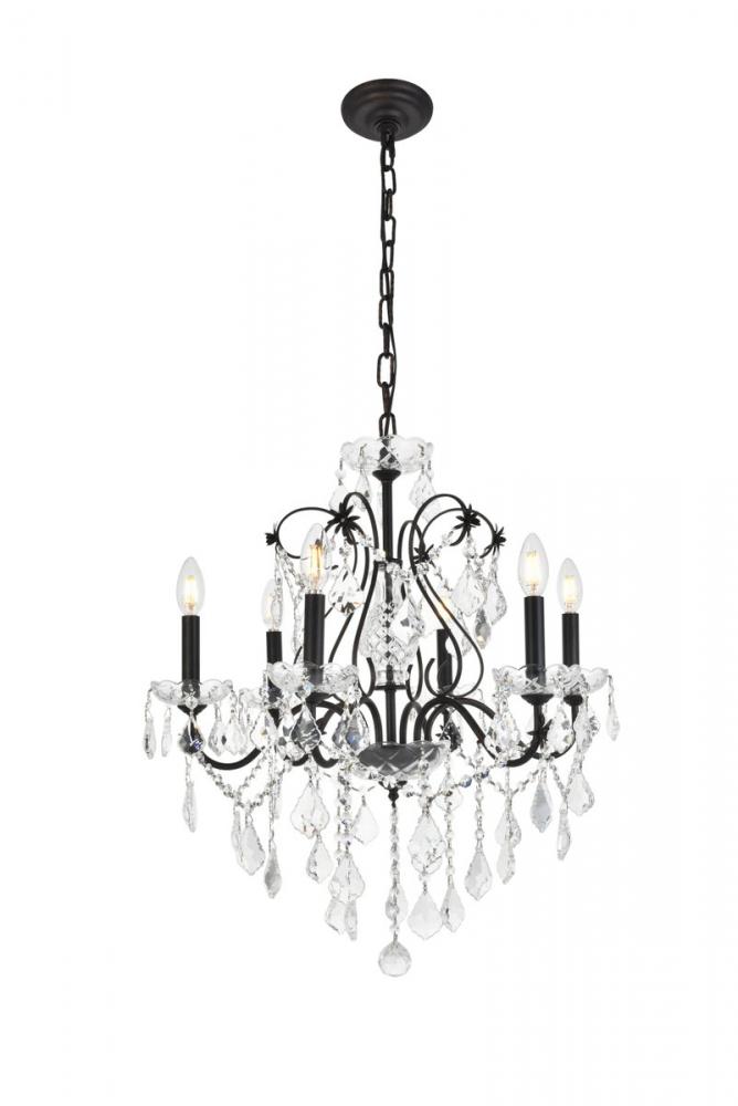 St. Francis 6 Light Dark Bronze Chandelier Clear Royal Cut Crystal