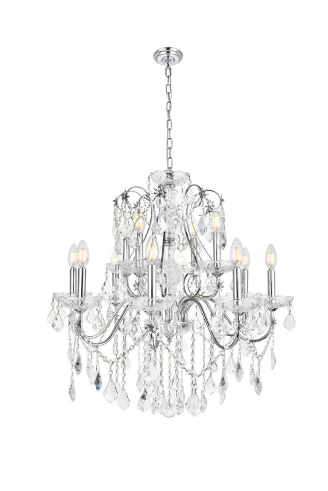 St. Francis 12 Light Chrome Chandelier Clear Royal Cut Crystal