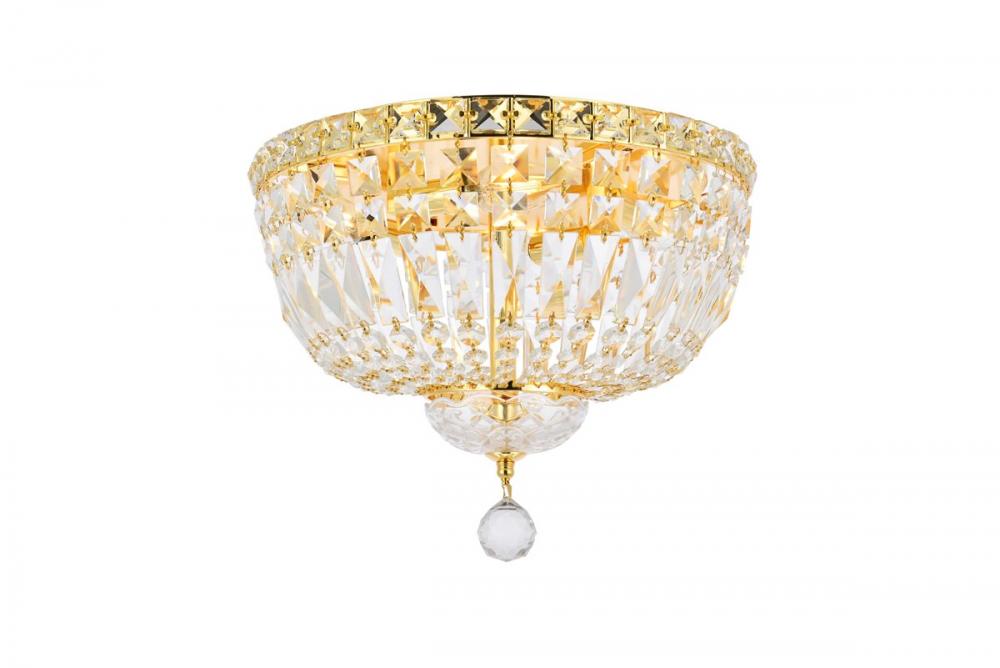 Tranquil 4 Light Gold Flush Mount Clear Royal Cut Crystal