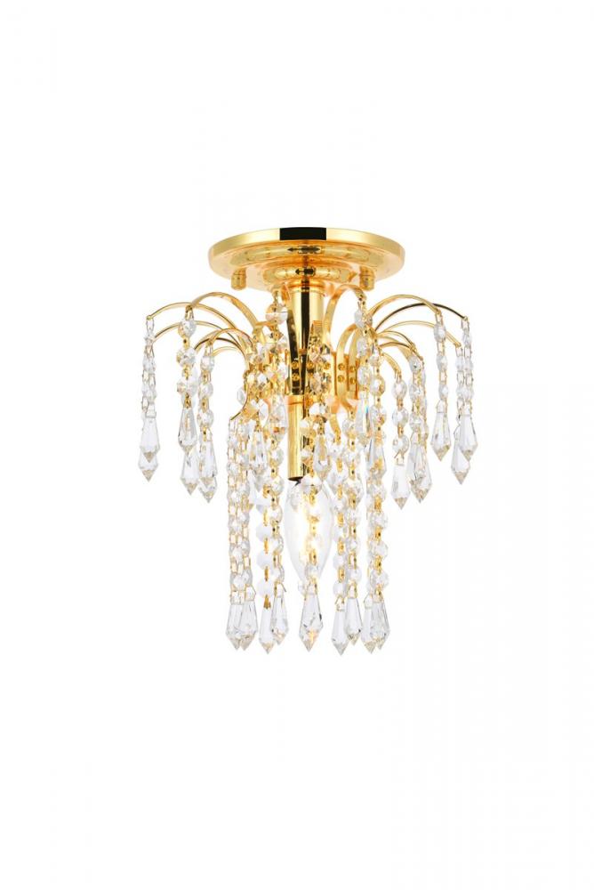 Falls 1 Light Gold Flush Mount Clear Royal Cut Crystal