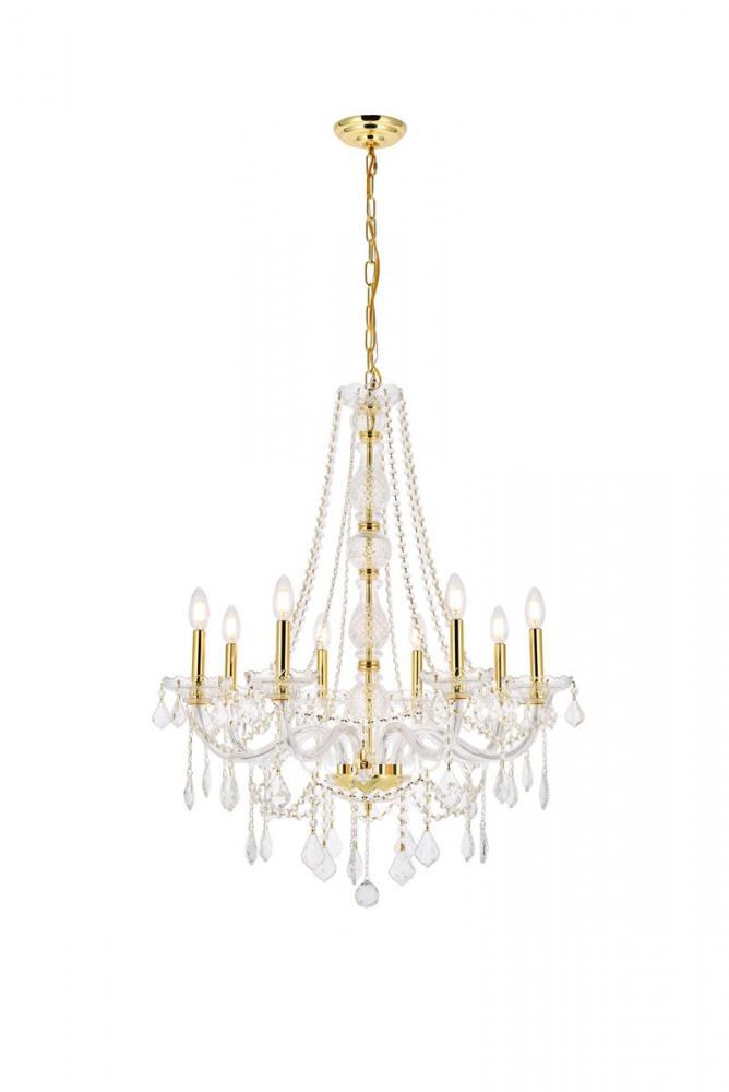 Verona 8 Light Gold Chandelier Clear Royal Cut Crystal