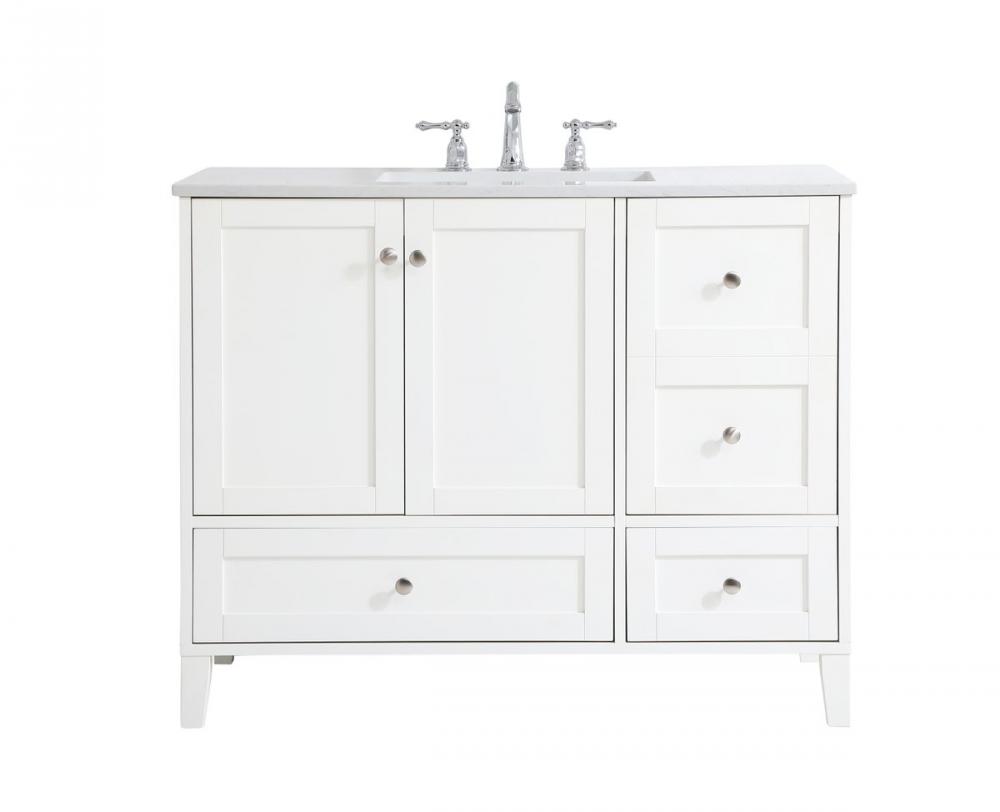 42 Inch Single Bathroom Vanity in White