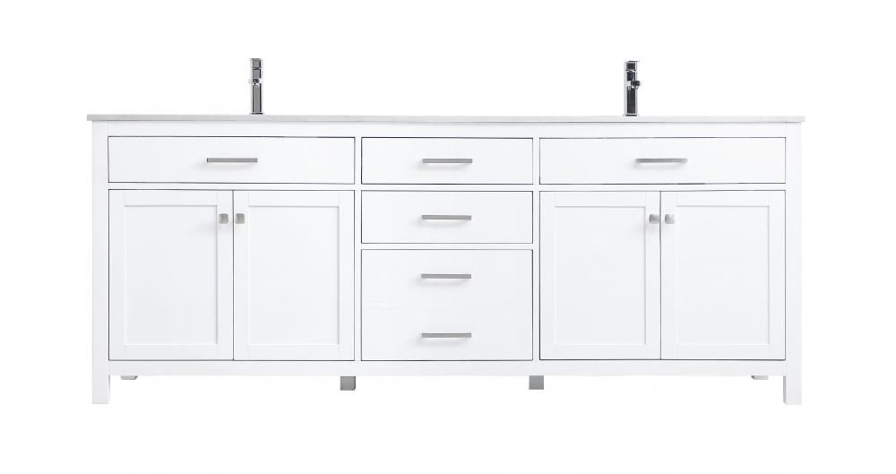 84 Inch Double Bathroom Vanity In White