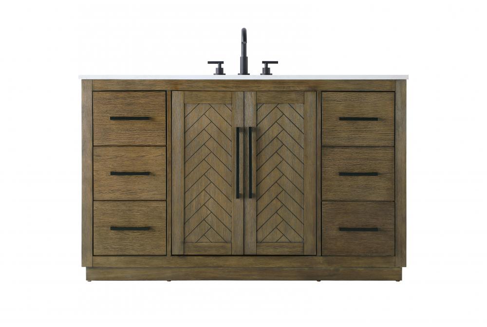 54 inch Single Bathroom Vanity in Hazel Oak