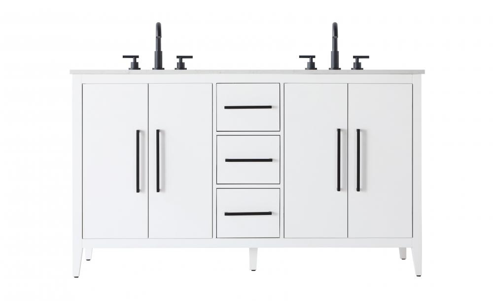 60 Inch Double Bathroom Vanity In White